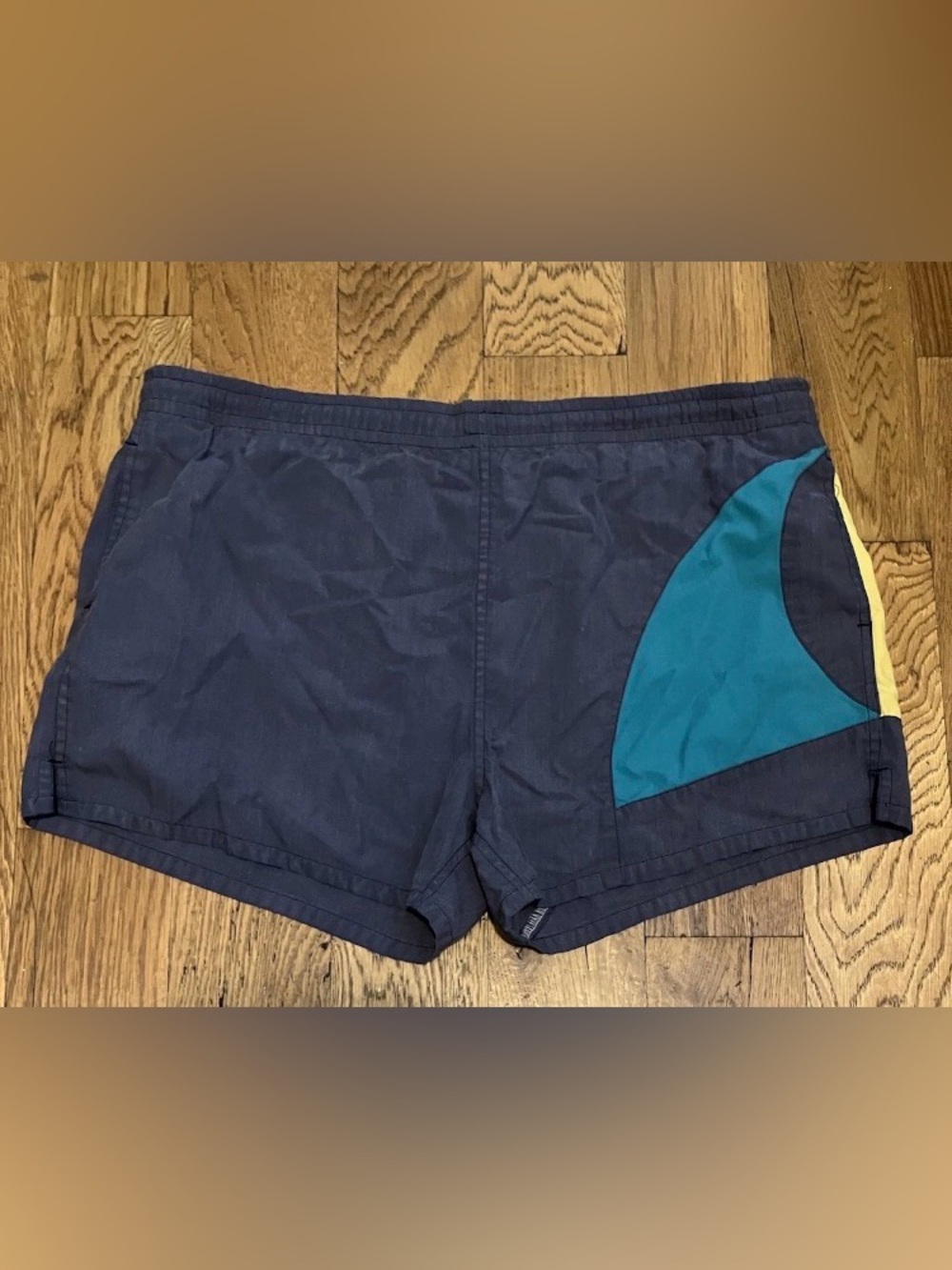 Vintage Athletic Works Swim Trunks Shorts Men's L Large Colorblock Blue Yellow